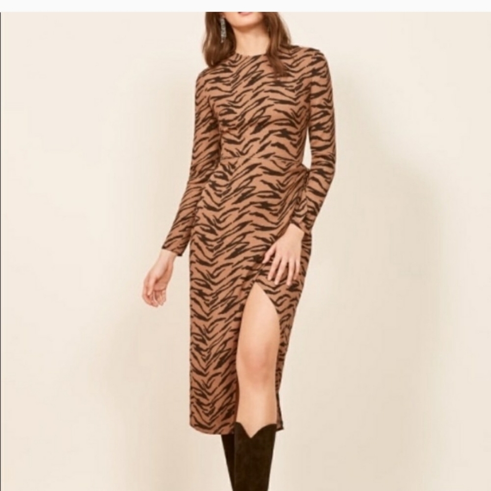 Reformation Brown and Black Animal Print Dress